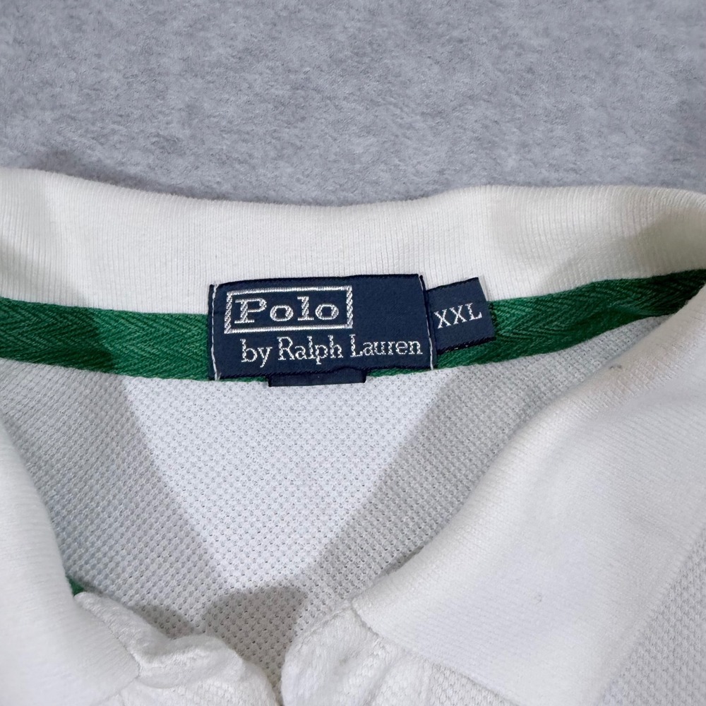 Polo Ralph Lauren Polo Shirt Men XXL White Striped Good Short Sleeve Cotton - Picture 3 of 10